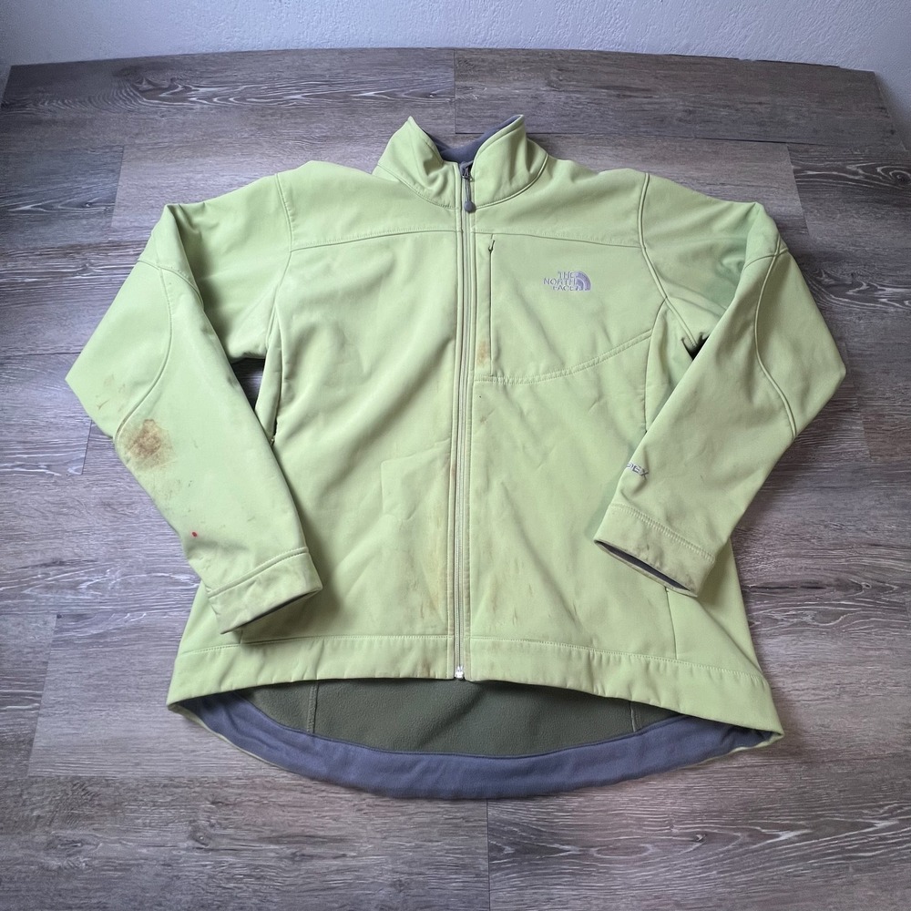 The North Face Apex Softshell Jacket Womens XL Green Full Zip Fleece Lined